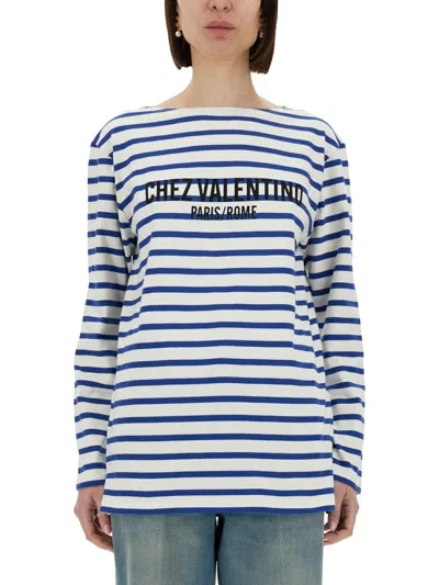 VALENTINO COTTON LONG SLEEVE T-SHIRT WITH PRINT