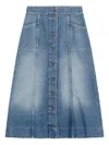 Valentino Washed Denim Midi Skirt