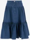 Valentino Belt-loop Skirt In Denim