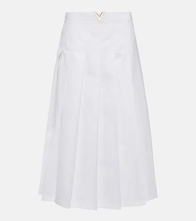 Valentino Iconographe Silk Pleated Midi Skirt In White