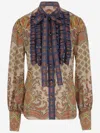 Valentino Cotton Muslin Shirt With Patchwork Pattern In Red