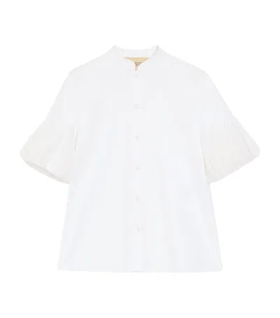 Valentino Cotton Organza-cuff Shirt In White