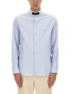Valentino Cotton Shirt With Striped Pattern And Embroidered Motif In Blue