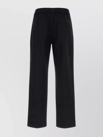 Valentino Cotton Pant With Flexible Waistband And Back Pockets In Black