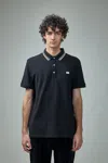 Valentino Garavani Black Polo Shirt With Classic Bicolor Collar And Logo Patch On The Front In Cotto In Black