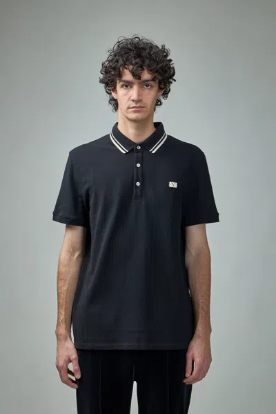 VALENTINO COTTON PIQUÉ POLO SHIRT WITH V-LOGO PATCH