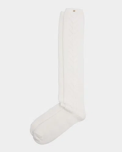 VALENTINO COTTON POINTELLE KNEE-HIGH SOCKS