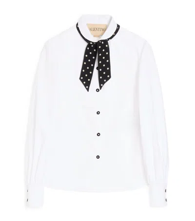 Valentino Cotton Polka-dot Tie Shirt In White
