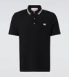 Valentino Garavani Black Polo Shirt With Classic Bicolor Collar And Logo Patch On The Front In Cotto In Black