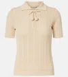 Valentino Embroidered Cotton Knit Polo Woman Ivory Xs In Neutral