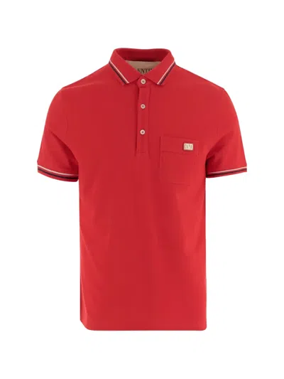 Valentino Garavani Cotton Pique Polo Shirt With Vlogo Patch Clothing In Red