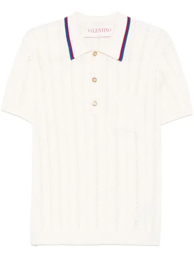 Valentino Button Detailed Short-sleeved Polo Shirt In White