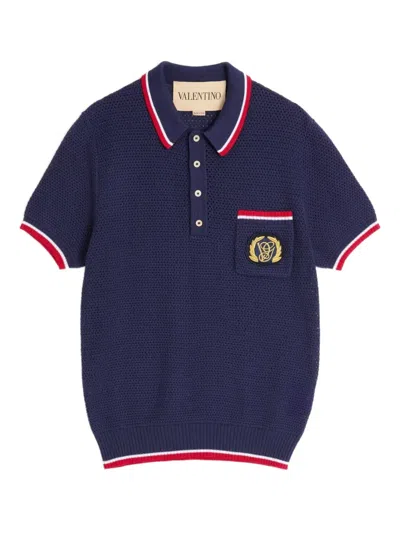 Valentino Cotton Vg Polo Shirt In Blue