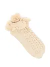 Valentino Garavani Pointelle Pompom Ankle Socks In Neutrals