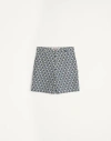Valentino Bermuda Shorts In Cotton Poplin With All Over Toute La V Print In Navy/cream