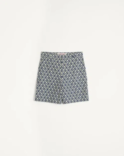 VALENTINO VALENTINO COTTON POPELINE BERMUDA SHORTS WITH TOUTE LA V PRINT