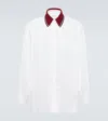 Valentino Long-sleeved Cotton Poplin Shirt With Embroidery In Weiss