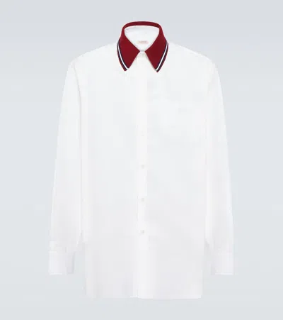 Valentino Long-sleeved Cotton Poplin Shirt With Embroidery In 白色