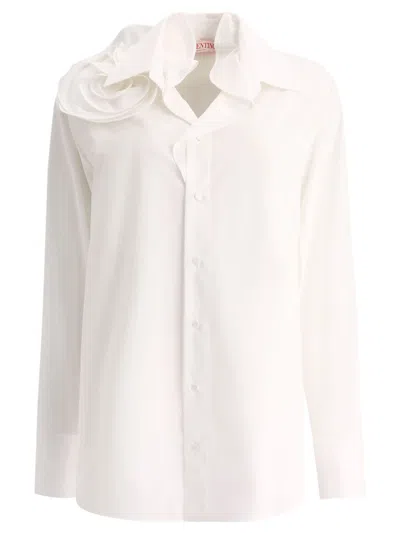 Valentino Rose Detail Shirt In White