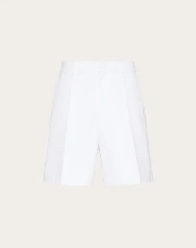 Valentino Cotton Poplin Bermuda Shorts Laminated With Scuba In White