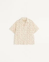 Valentino Cotton Poplin Bowling Shirt With Cherryfic Print In Butter