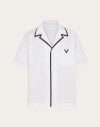 VALENTINO VALENTINO COTTON POPLIN BOWLING SHIRT WITH RUBBERISED V DETAIL