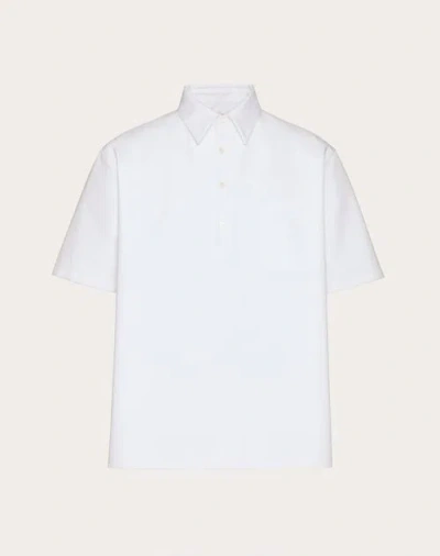 Valentino Cotton Poplin Polo Shirt Laminated With Cotton In Brown