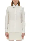 Valentino Faux Pearl-embellished Cotton Poplin Shirt In White