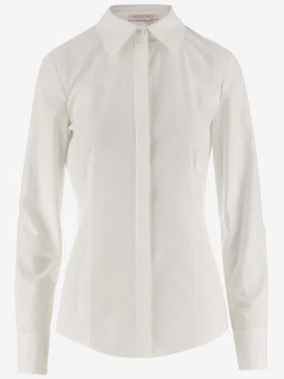 Valentino Cotton Poplin Shirt In White