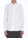 Valentino Long-sleeved Shirt In Cotton Poplin With Flower Patch In White
