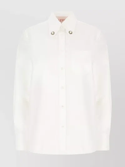 Valentino Cotton Poplin Shirt With Button Accents In White