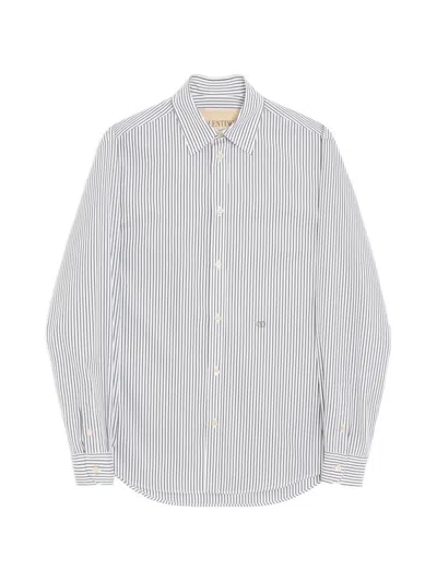 Valentino Cotton Poplin Shirt With Striped Vlogo Embroidery In Animal Print