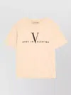 Valentino Men Beige Round Neck Logo T-shirt In Nude