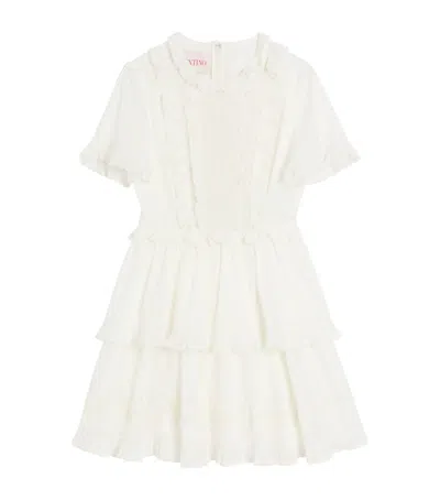 Valentino Cotton Ruffled Mini Dress In White