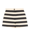 Valentino Cotton Satin Shorts With Maxi Barré Stripe Woman Black/vanilla 44 In Black