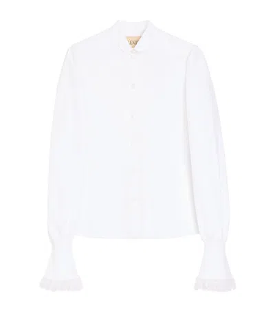 Valentino Cotton Scalloped-cuff Shirt In White