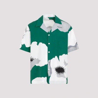 Valentino Cotton Shirt 50 In Zxu Smeraldo Grigio