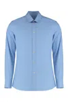 Valentino Rounded-hem Cotton Shirt In Blue