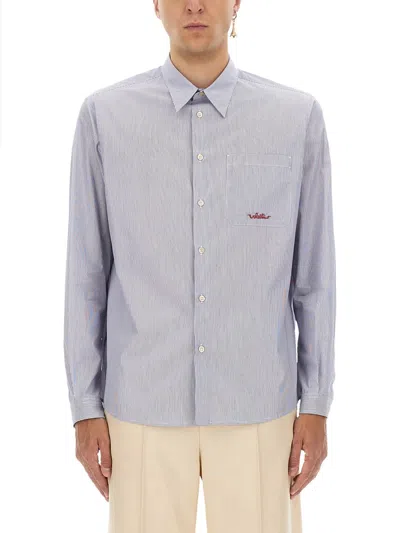 Valentino Cotton Shirt For Men - Fall/winter 2025 In Blue