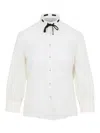Valentino Embroidered Bow Stand Collar Long Sleeve Top In White