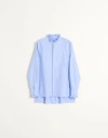 Valentino Cotton Shirt With Plastron And Ruffles In Sky Blue