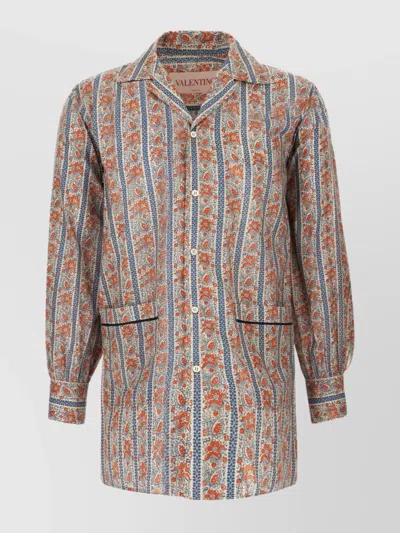 VALENTINO COTTON SHIRT WITH PRINTED PATTERN AND POCKETS
