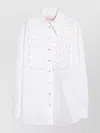 Valentino Cotton Shirt With Ruffles And Collar In Neutral
