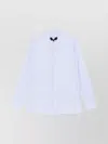 Valentino Cotton Shirt With Striped Pattern And Embroidered Motif In Blue