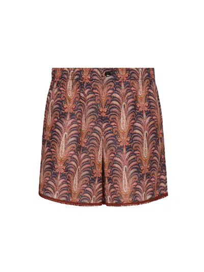 Valentino Cotton Shorts With Graphic Print In Multi