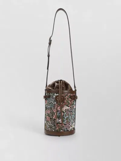 Valentino Garavani Cotton Shoulder Bag Floral Motif Design In Multi