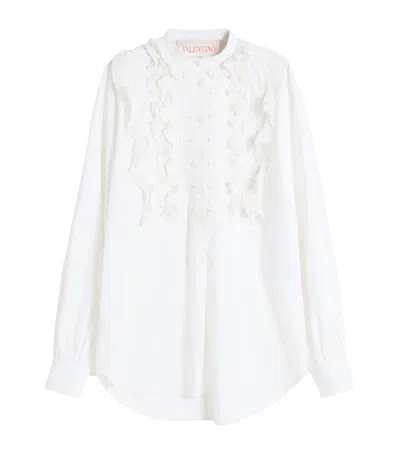 Valentino Cotton-silk-blend Ruffled Shirt In White