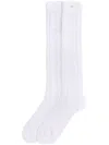 Valentino White Cotton Socks With Vlogo Signature And Crochet Knit Texture