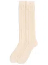 Valentino Ivory White Knitted Cotton Socks With Vlogo Signature In White