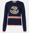 Valentino Cotton Sweater Crew Neck Long Sleeves In Blue